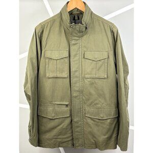 Vince Military Field Jacket Men’s M Green Utility Full Zip Snap Hood Canvas